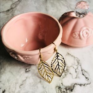 New! Gold Leaf Drop Earrings Boho.